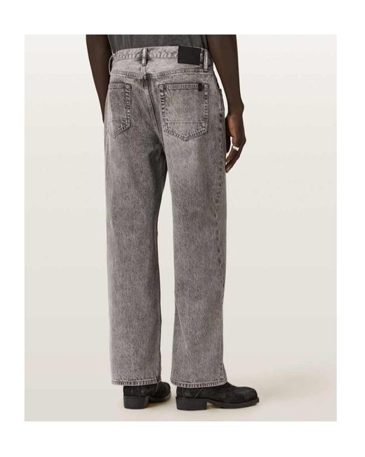 AllSaints Gray Lenny Wide Leg Denim Jeans for men