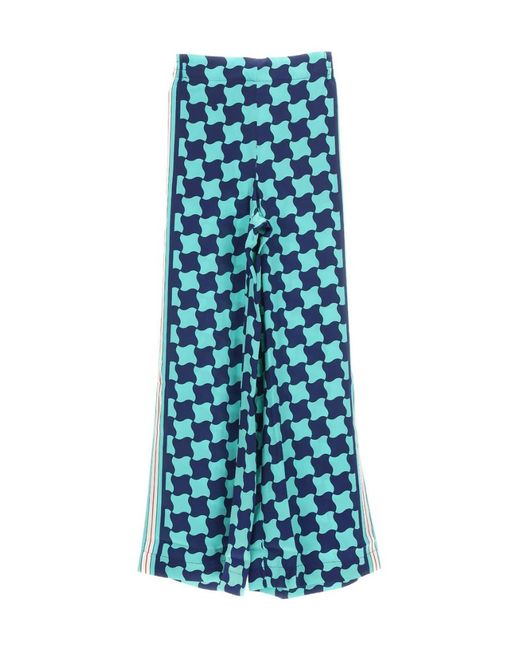 Casablanca Blue Graphic-Printed Wide-Leg Trousers