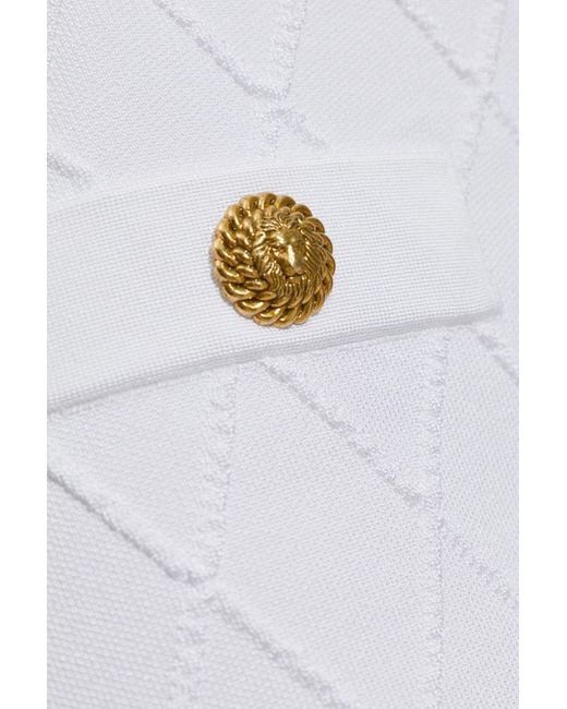 Balmain White Quilted Button-Detail Skirt