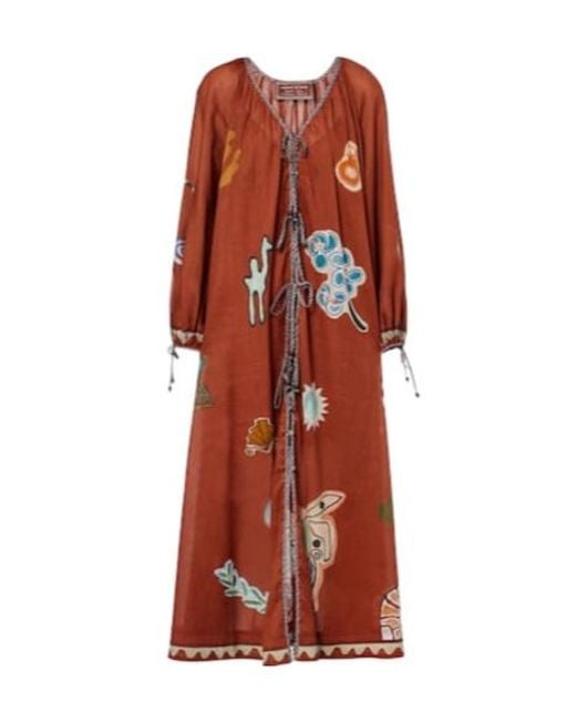 ALÉMAIS Red X Lrnce Laurence Ramie And Cotton Maxi Dress