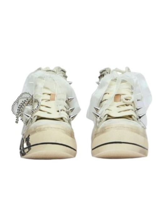 R13 Natural Embellished Platform High-Top Sneakers
