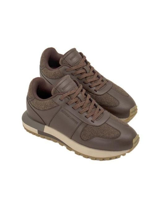 Emporio Armani Brown Panelled Sneakers for men