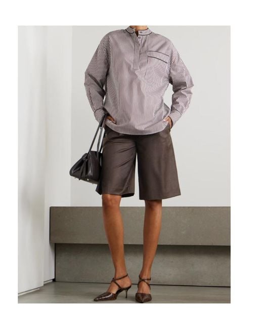 Loulou de Saison Gray Verna Striped Shirt