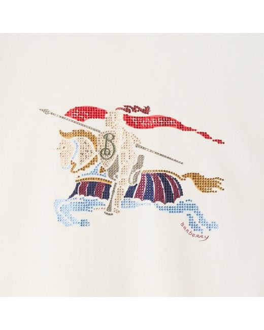 Burberry White Crystal Ekd Cotton T-Shirt