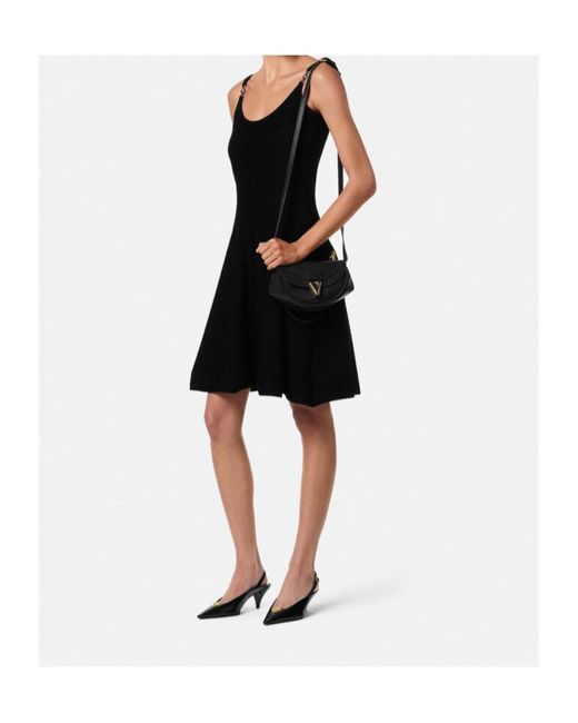 Versace Black Virtus Small Shoulder Bag