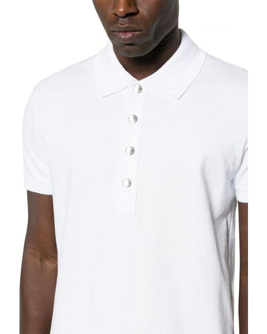 Balmain White Monogram-Patterned Polo Shirt for men