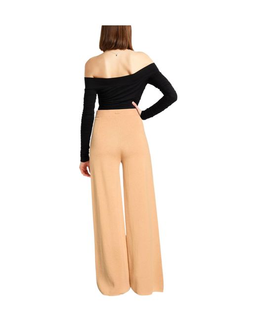 Max Mara Natural Solid-Color Loose Knitted Pants