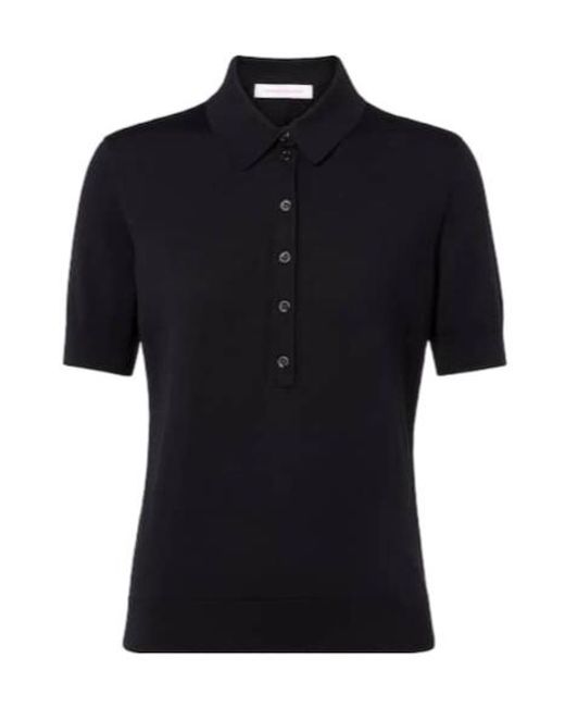 Carolina Herrera Black Silk And Cotton-Blend Polo Shirt