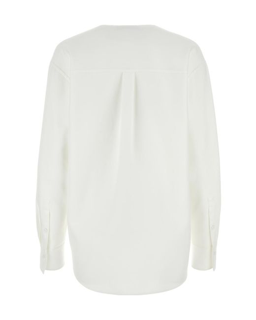 Valentino White Logo Plaque V-Neck Top