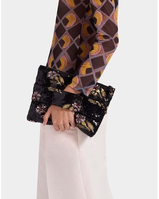 LaDoubleJ Black Ruffle Clutch Bag