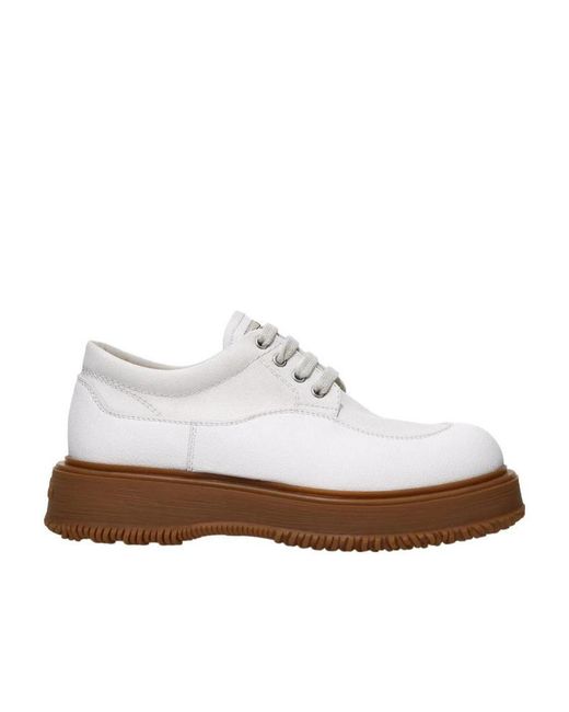 Hogan White Untraditional Logo Embossed Lace-Up Shoes for men