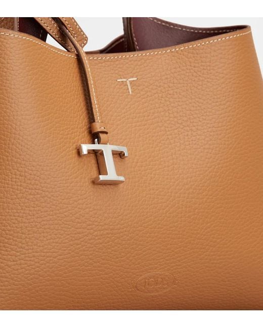 Tod's Brown Logo Printed Small Tote Bag