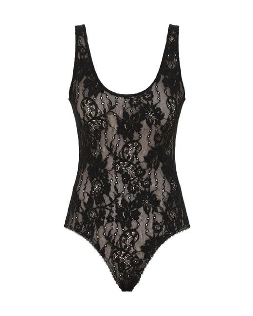 Zimmermann Black Lace Scoop Bodysuit