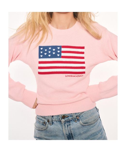 LoveShackFancy Pink Flag Intarsia Knitwear