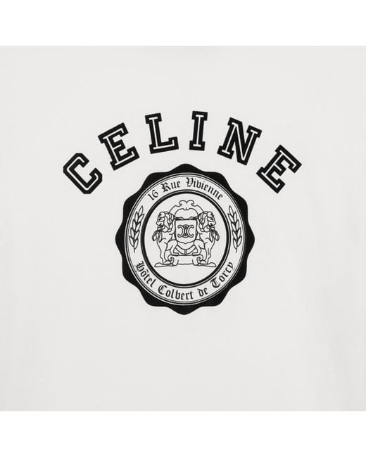 Céline White Blason Loose T-Shirt for men