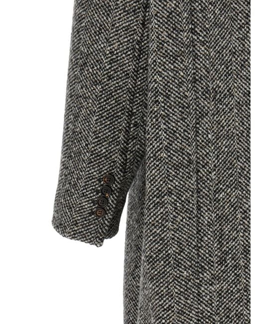 Brunello Cucinelli Gray Monili Dazzling Chevron Coat