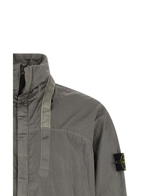Stone Island Gray Logo Patch Bomber Jacket for men