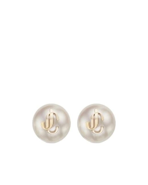 Jimmy Choo White Bijoux Pearl Stud Earrings