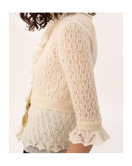 Chloé White Ruffled Cropped Cardigan