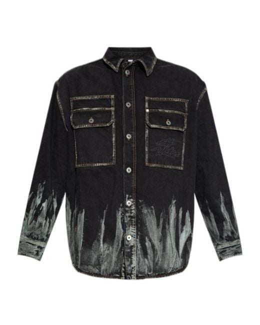 Off-White c/o Virgil Abloh Black Oversized Button-Up Denim Jacket for men