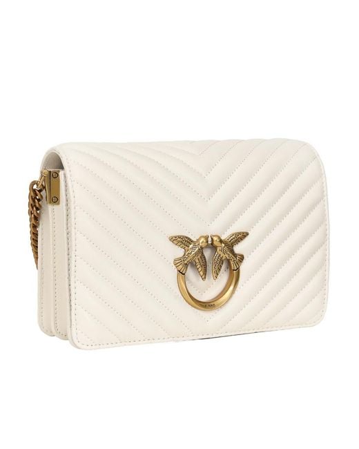 Pinko Natural Classic Love Click Foldover Top Crossbody Bag