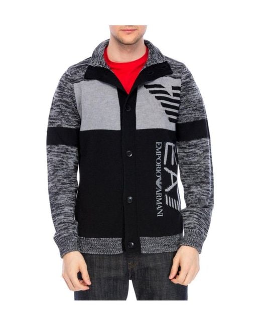 EA7 Gray Knitted Cardigan for men
