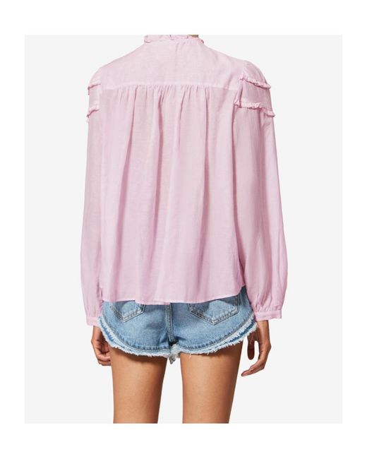 Isabel Marant Pink Isabel Marant Étoile Christa Ruffled Buttoned Blouse