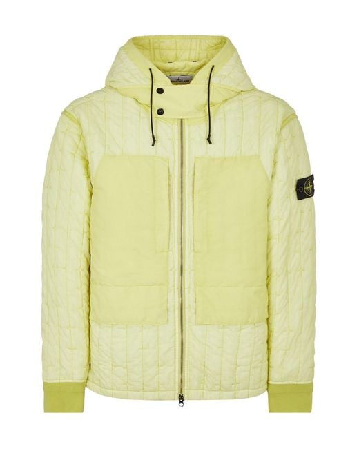 Stone Island Yellow A Cotton-Padded Suit With A Hooded Jacket for men