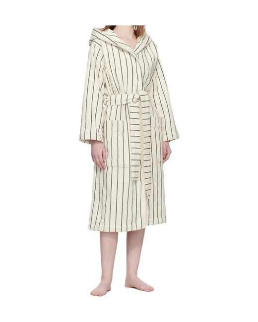 Tekla White Terry Hooded Lace-Up Bathrobe for men