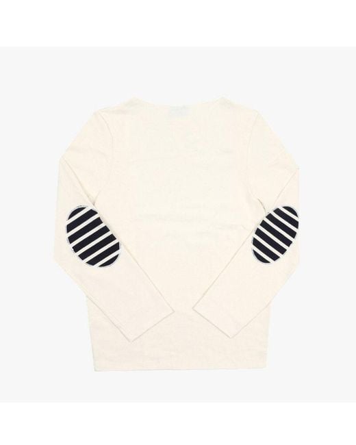 Saint James White Crew Neck Long-Sleeved T-Shirt for men