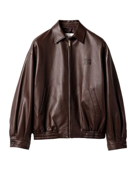 Miu Miu Brown Nappa Leather Jacket