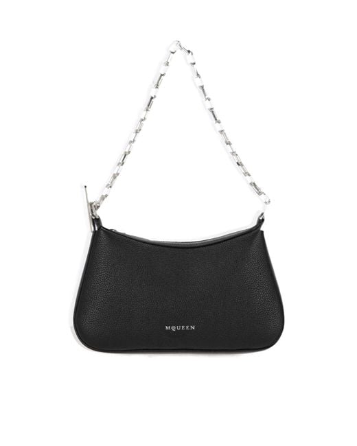Alexander McQueen Black Logo Printed Chain-Linked Shoulder Bag