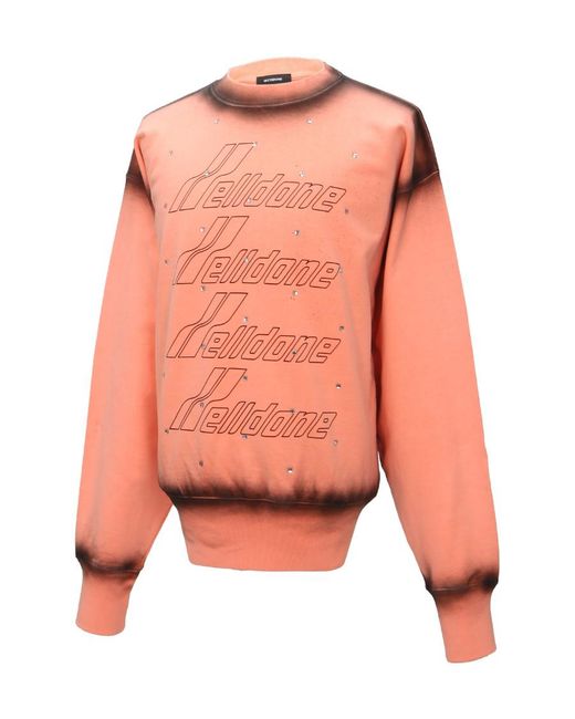 we11done Pink Logo-Print Long-Sleeve Sweatshirt for men