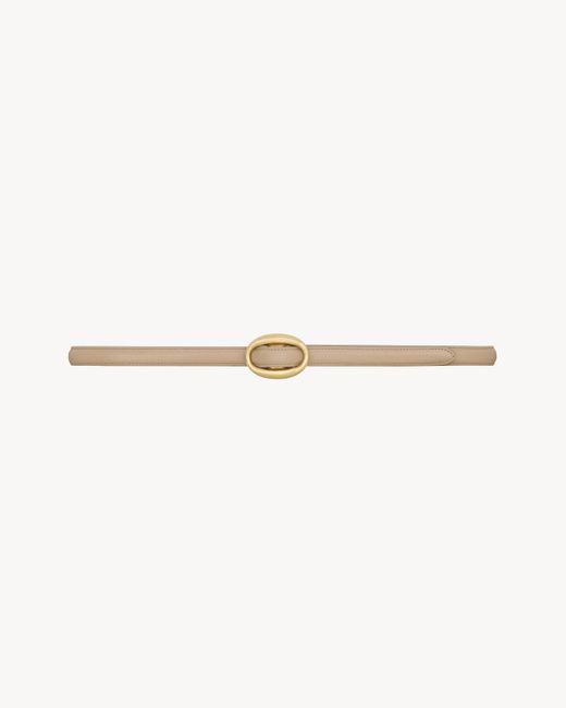 Saint Laurent White Oval Buckle Thin Reversible Belt