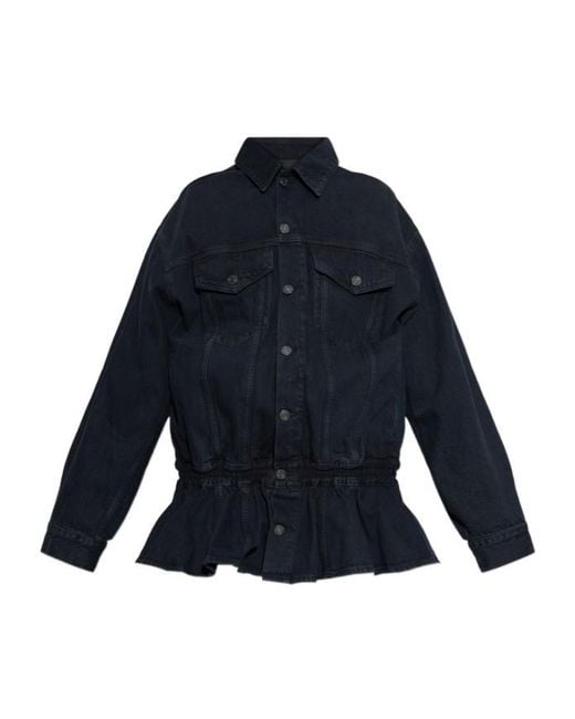 Agolde Blue Peplum Denim Jacket