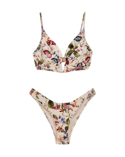 Zimmermann White Patience Tuck Plunge Bikini Set