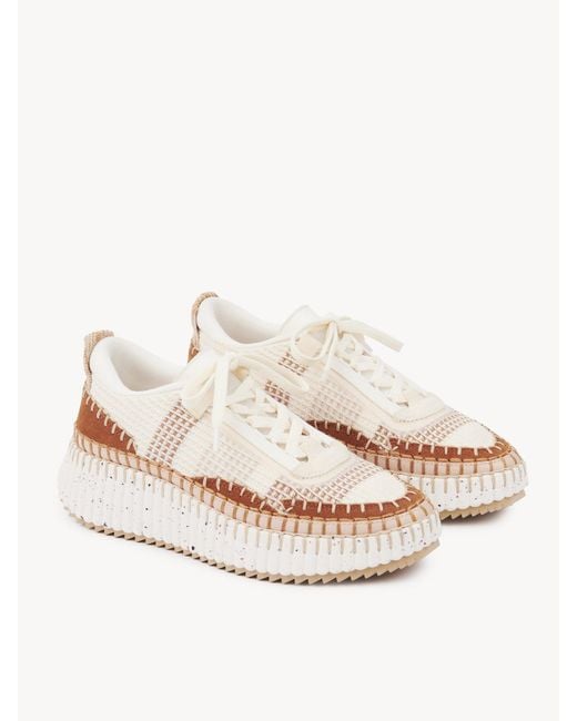 Chloé Natural Chloé Lower-Impact Mesh Nama Sneakers