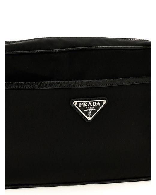 Prada Black Triangle Logo Shoulder Bag for men