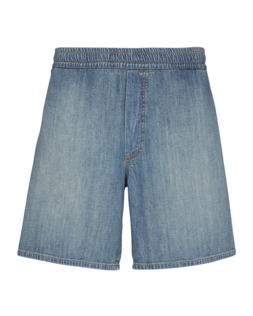 Balmain Blue Elastic-Waist Denim Shorts for men