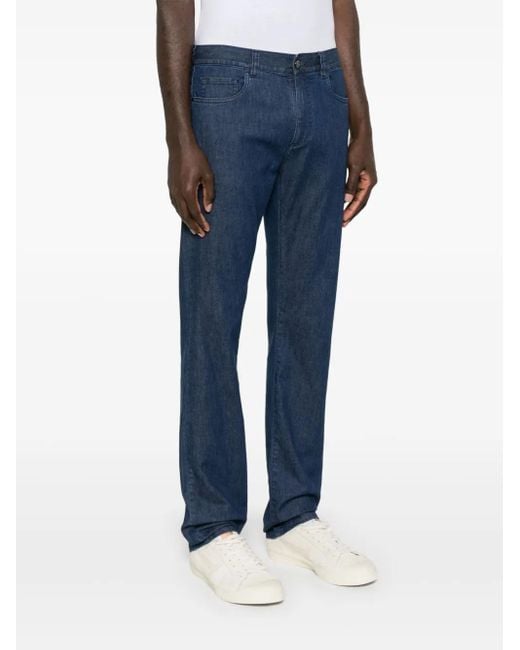 Canali Blue Regular Fit Cotton Stretch Denim Jeans for men