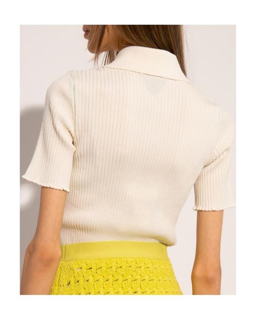 Bottega Veneta Natural Short Sleeved Polo Shirt