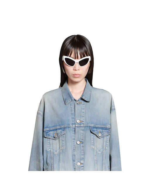 Balenciaga Blue Graphic Printed Denim Jacket