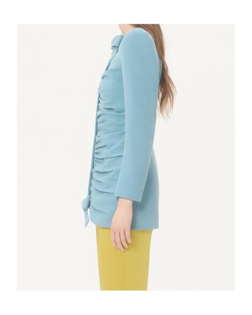 Valentino Blue Bow Detailed Ruched Jacket
