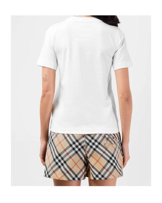 Burberry White Check Label Patch T-Shirt