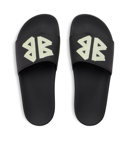 Balenciaga Black Bb Logo Pool Slide Sandals