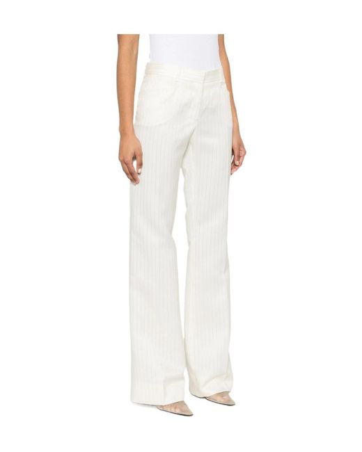 Tom Ford White Striped Wool-Blend Straight-Leg Trousers