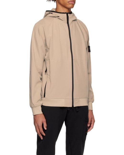 Stone Island Brown Compass-Motif Hooded Jacket for men