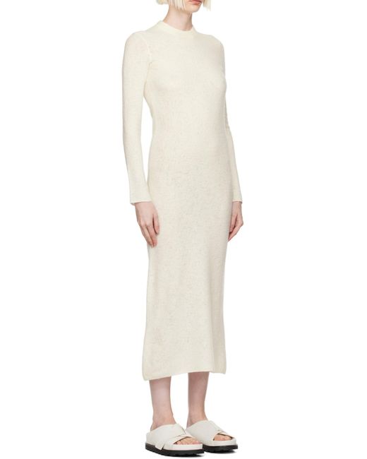 Jil Sander White Crewneck Knitted Maxi Dress