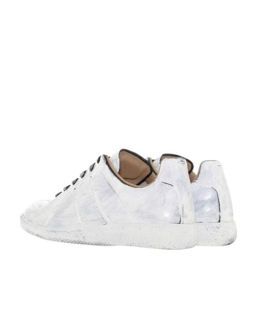 Maison Margiela White Replica Paint Effect Sneakers for men