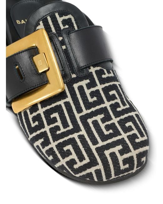 Balmain Black Pb Monogram Anthem Slides for men